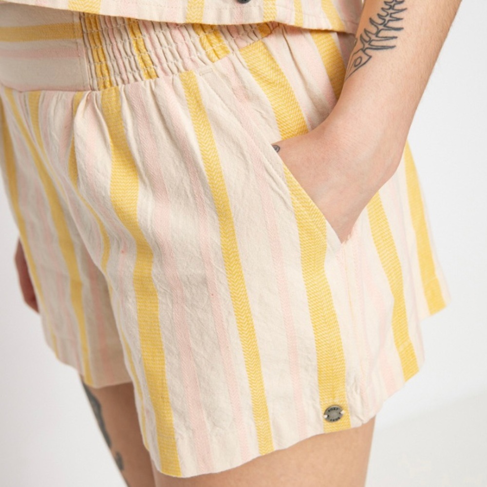 NWT Roxy Medium Handmade Life Yellow Pink Striped Shorts